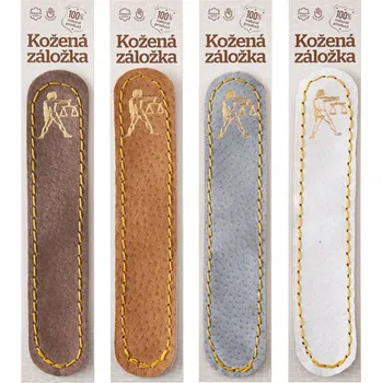 Doplněk ke knize Váhy - kožená záložka do knihy Barva kůže: Hnědá semiš (D32), Barva ražby: Zlatá