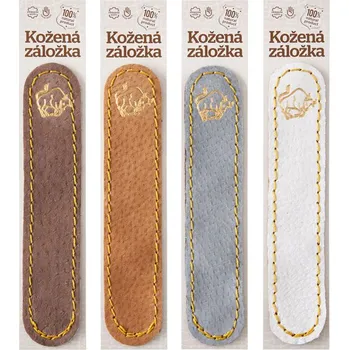 Doplněk ke knize Býk - kožená záložka do knihy Barva kůže: Hnědá semiš (D32), Barva ražby: Zlatá