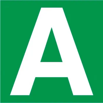 samolepka Tabulka – Označení patra "A", 15 × 15 cm, samolepicí fólie Everglow