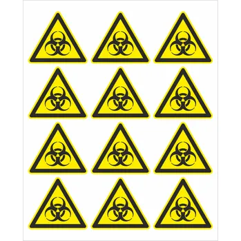Biohazard - Biologické riziko ISO 7010 samolepící vinylová fólie 30 mm aršík 15 ks