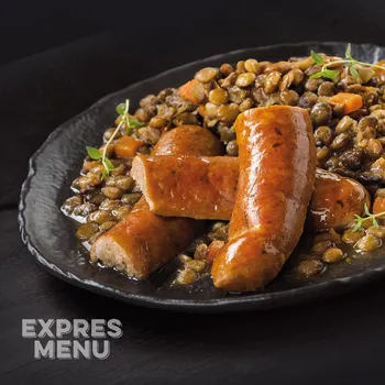 Hotové jídlo KM Čočka po orientálsku s klobásou - 400g (1 porce)