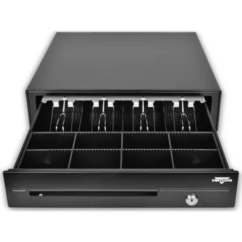 Pokladní zásuvka Virtuos pokladní zásuvka C420D - s kabelem, kovové držáky, 9-24V, černá