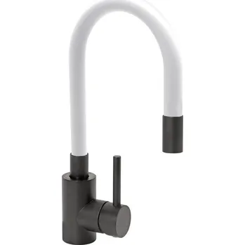 Vodovodní baterie FALA Baterie dřezová BLACK FLEXIBLE bílá