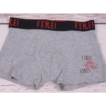 Chlapecké spodní prádlo boxerky YO šedé s hasičským autem velikost oblečení - děti: 98/104
