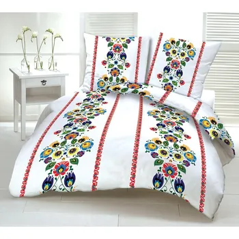 Povlečení Povlečení deluxe krepové Folklór červený TiaHome 1x Polštář 90x70cm, 1x Přikrývka 140x200cm