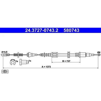 Lanko parkovací brzdy Tažné lanko, parkovací brzda ATE 24.3727-0743.2