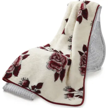 přikrývka Wooline Vlněná přikrývka oboustranná 135x200 cm, červená růže