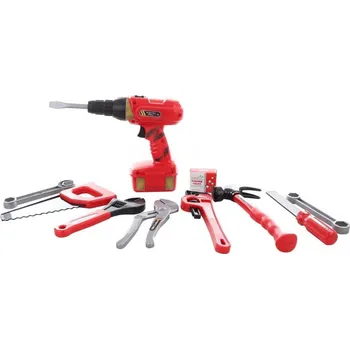 Lamps Sada nářadí s vrtačkou červená Dětská dílna Lamps Sada nářadí s vrtačkou červená
