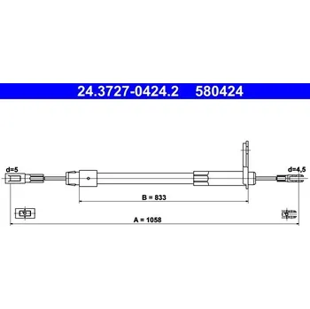 Lanko parkovací brzdy Tažné lanko, parkovací brzda ATE 24.3727-0424.2
