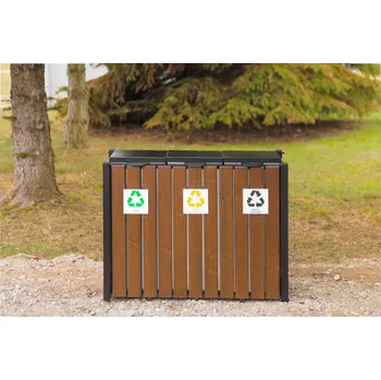 Odpadkový koš PROFICITY Odpadkový koš na tříděný odpad s víkem Prestige 3 x 75 l Barevná kombinace: Teak