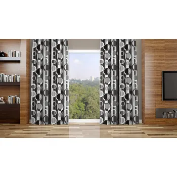 Orbytex Zatemňovací závěs hotový - kola černá Rozměry: Š/V 145x150 (1ks), Vršek závěsu: KROUŽKY