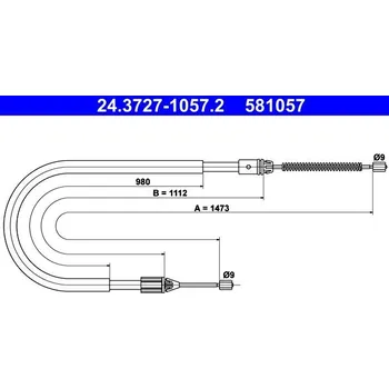 Brzdový systém Tažné lanko, parkovací brzda ATE 24.3727-1057.2