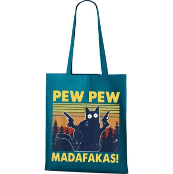 Plátěná taška Pew Pew madafakas!, Barva Petrolejová, Velikost 40×45 cm, Canvas Nákupní taška Bezvatriko.cz 0793 - modra je
