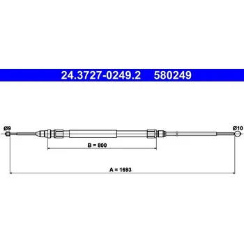 Lanko parkovací brzdy Tažné lanko, parkovací brzda ATE 24.3727-0249.2