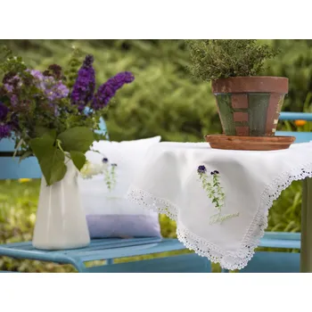 ubrus HEDVA ČESKÝ BROKÁT Ubrus Ospen 50x50 výšivka TYMIÁN