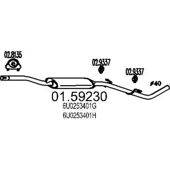 Tlumič výfuku Střední tlumič výfuku MTS 01.59230