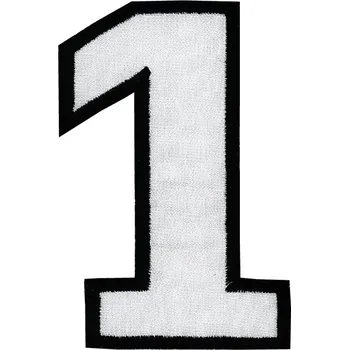 Nažehlovací vyšívaná čísla - jednička bílá, výška 8 cm