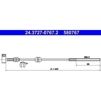 Lanko parkovací brzdy Tažné lanko, parkovací brzda ATE 24.3727-0767.2