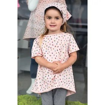 Dámská tunika světle růžová bavlněná tunika s kytičkami