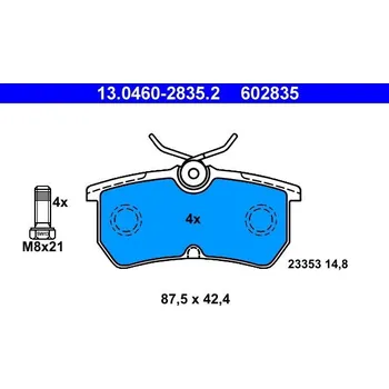Autodíl Sada brzdových destiček, kotoučová brzda ATE 13.0460-2835.2
