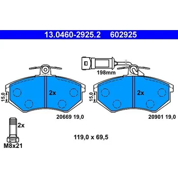 Brzdová destička Sada brzdových destiček, kotoučová brzda ATE 13.0460-2925.2