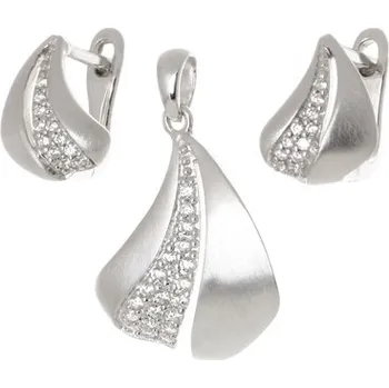 Souprava šperků Stříbrná souprava s čirými zirkony STRS0347F + dárek zdarma