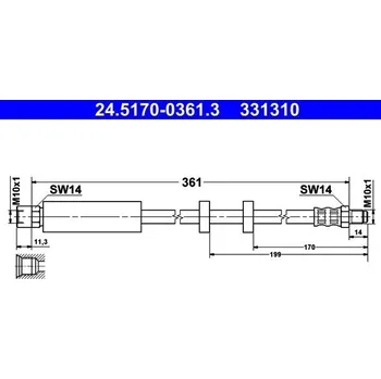 Brzdový systém Brzdová hadice ATE 24.5170-0361.3