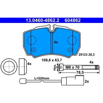 Brzdová destička Sada brzdových destiček, kotoučová brzda ATE 13.0460-4862.2