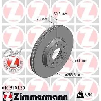 Brzdový kotouč Brzdový kotouč ZIMMERMANN 610.3701.20