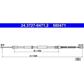 Lanko parkovací brzdy Tažné lanko, parkovací brzda ATE 24.3727-0471.2