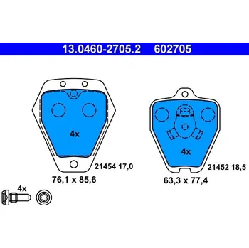Brzdová destička Sada brzdových destiček, kotoučová brzda ATE 13.0460-2705.2