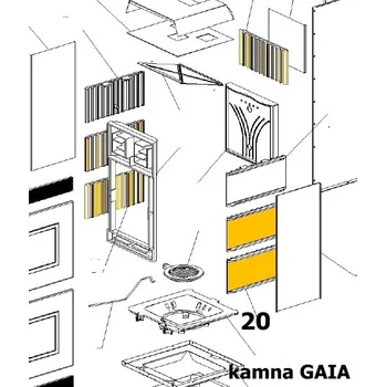 Krbová kamna NORDICA Litinová vyzdívka pro kamna N-272; ND 1130199; pro kamna Dorella L8; Fiorella, Gaia, Fiammetta