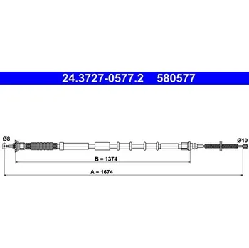 Brzdový systém Tažné lanko, parkovací brzda ATE 24.3727-0577.2