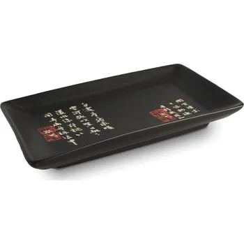 Sada nádobí Made in China Servírovací tác na Sushi se znaky- porcelán - matná černá 20 cm