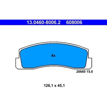 Brzdový systém Sada brzdových destiček, kotoučová brzda ATE 13.0460-8006.2