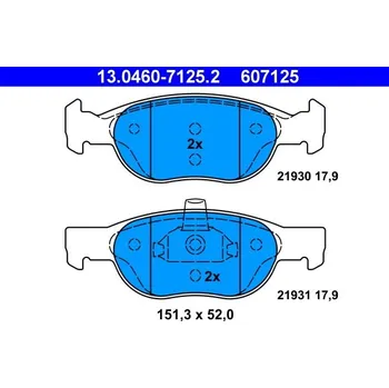 Brzdová destička Sada brzdových destiček, kotoučová brzda ATE 13.0460-7125.2