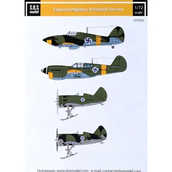Plastikový model S.B.S model 1/72 Decal Captured Fighters in Finnish Service