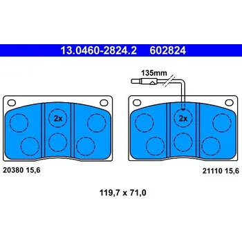 Brzdová destička Sada brzdových destiček, kotoučová brzda ATE 13.0460-2824.2