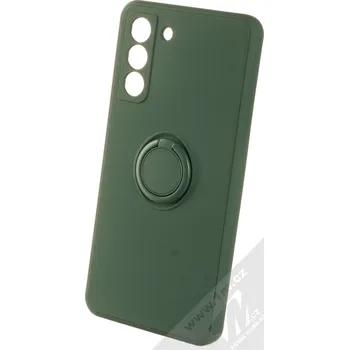 Pouzdro na mobilní telefon 1Mcz Grip Ring Skinny ochranný kryt s držákem na prst pro Samsung Galaxy S21 FE tmavě zelená (forest green)