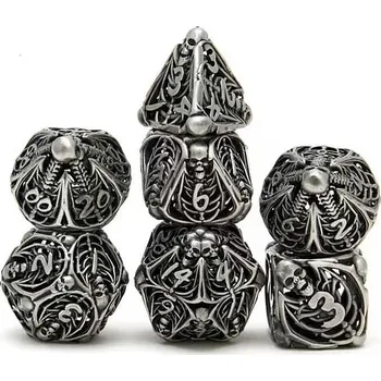 Příslušenství k deskovým hrám imago Sada kovových kostek Hollow - Skeleton, barva staromosaz