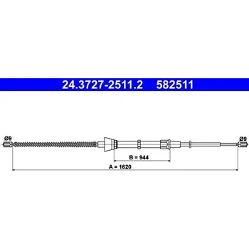 Brzdový systém Tažné lanko, parkovací brzda ATE 24.3727-2511.2