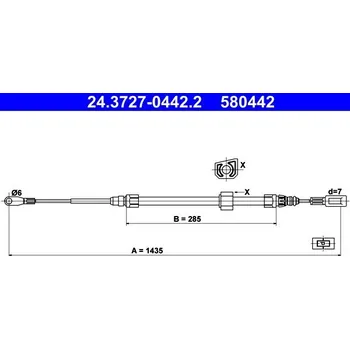 Brzdový systém Tažné lanko, parkovací brzda ATE 24.3727-0442.2