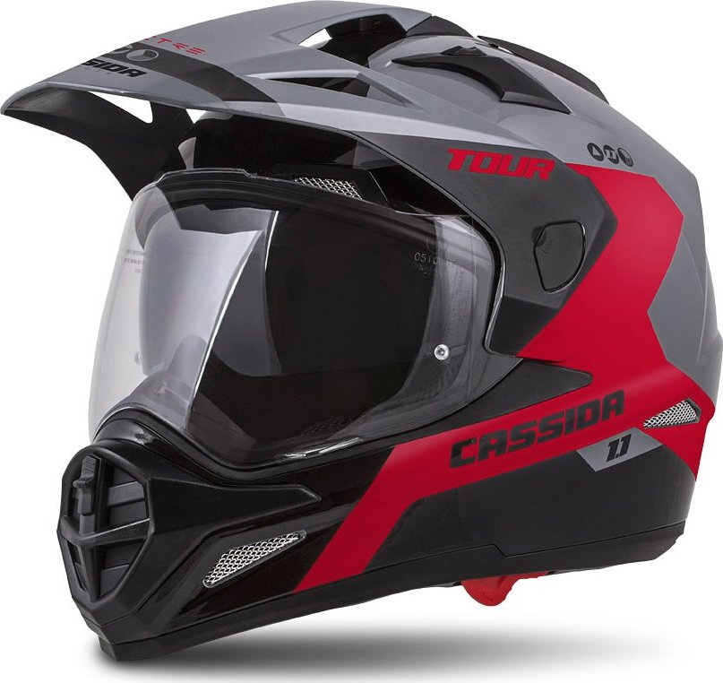 PŘILBA TOUR 1.1 SPECTRE, CASSIDA (ŠEDÁ/ČERVENÁ/ČERNÁ, PLEXI S PŘÍPRAVOU PRO PINLOCK) Velikost: XS