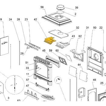 Krbová kamna NORDICA Levý deflektor ISETTA; ND1135250 - náhradní díl pro kamna ISETTA