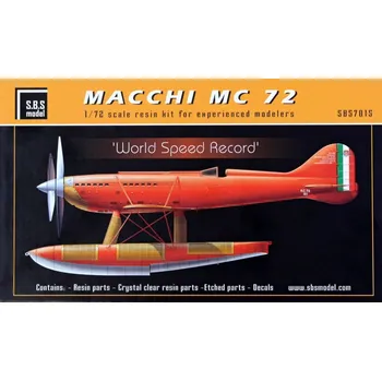 Plastikový model S.B.S model 1/72 Macchi MC.72 'World Speed Record' (resin kit)