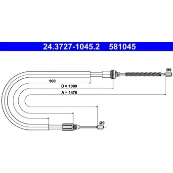 Lanko parkovací brzdy Tažné lanko, parkovací brzda ATE 24.3727-1045.2