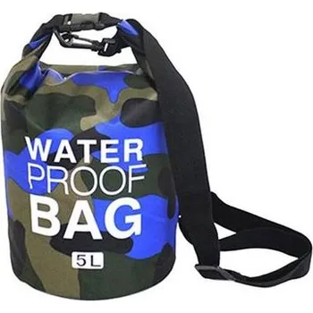 Cestování Voděodolný vak maskáčový 5 litrů - modrý se vzorem