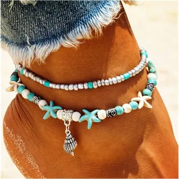 Souprava šperků Jewelry Bohémský nákotník v plážovém stylu s přívěškem lastury