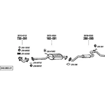 Zadní díl výfuku zadní tlumič výfuku Polmostrow 280095P, náhrada za Bosal 280-095
