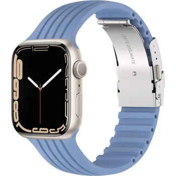 Příslušenství k chytrým hodinkám eses Silikonový řemínek pro Apple Watch s kovovou sponou - Modrý 38mm, 40mm, 41mm